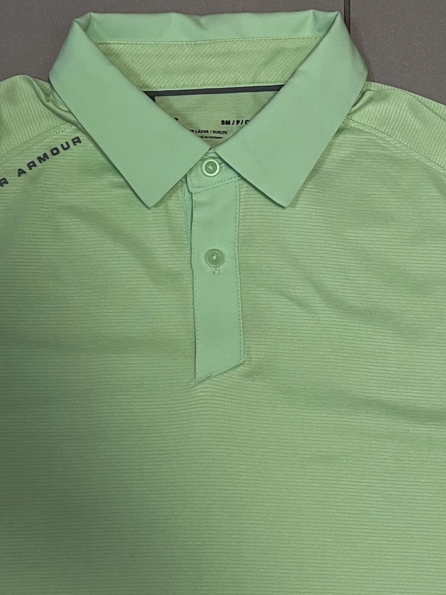 NWT Mens S Under Armour Lime Green Threadborne Polo Golf Shirt