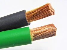 30' FT 1/0 AWG WELDING/BATTERY CABLE 15' BLACK 15' GREEN 600V MADE IN USA COPPER