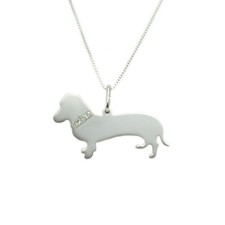 Collana con pendente razza BASSOTTO NANO cane argento INCISIONE GRATUITA