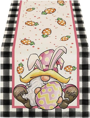 Easter Party Decoration Linen Table Cloth Festive Atmosphere Decor, 13'' x 72''