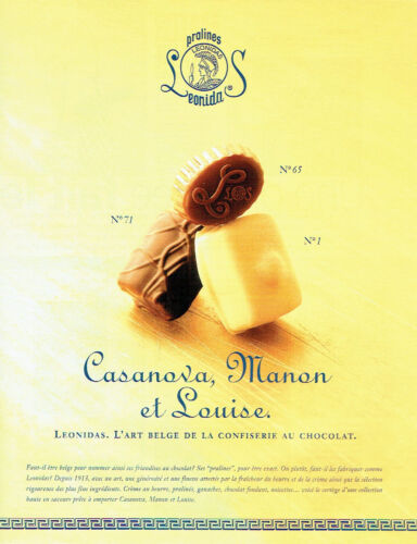 PUBLICITE ADVERTISING 036  1999  Pralines Leonidas  chocolats  Casanova Manon Lo - Foto 1 di 1