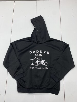 Boys Graphic Daddy & Son Best Friends Black Pullover Hoodie Size XL