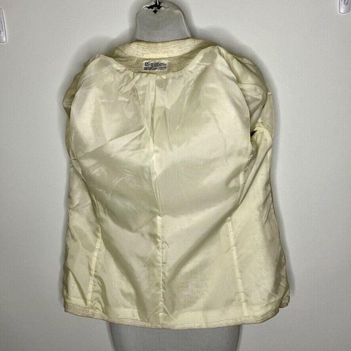 Vintage Linen Blazer Womans 10 Career Business Single Button off White Lined - Picture 5 of 7