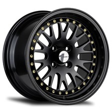 1 15x8 25 Avid 1 Av-12 4x100 Matte Black Gold Rivets Wheel