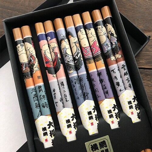 Palillos japoneses 5 pares diseño sumo madera antideslizante reutilizable de Japón - Imagen 2 de 4