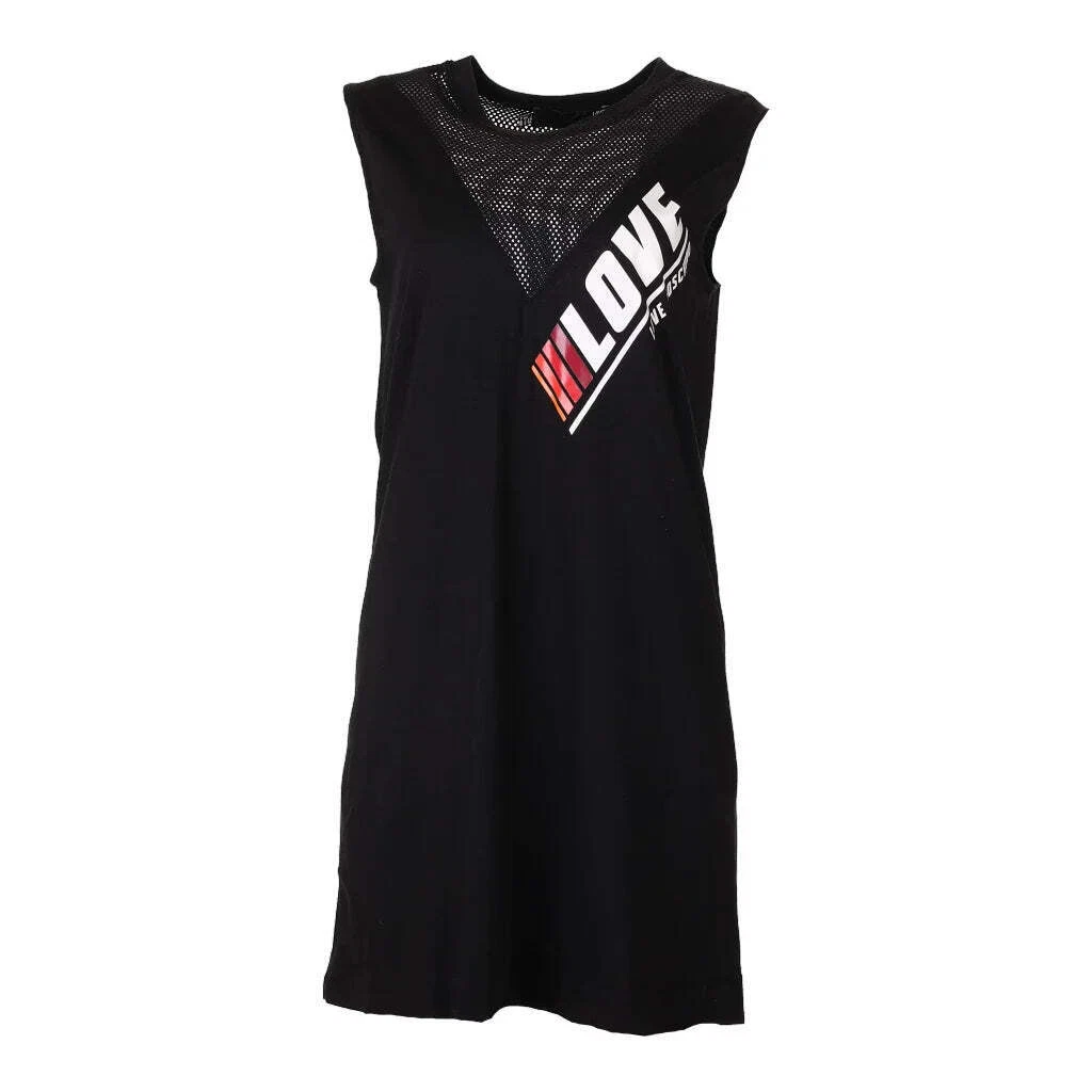 Mini Abito Love Moschino Spellout Piccolo Misto Cotone Nero