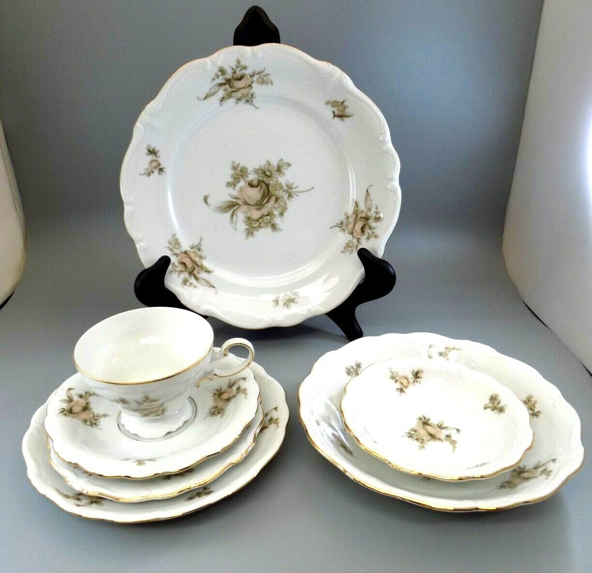 Johann Haviland Bavaria Germany-Sepia Rose-7pc Plate Setting