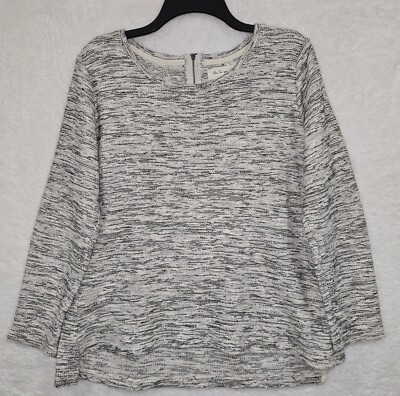 Per Se Sport Women's Sweater Size Large Black/White Zipper Pullover Long Sleeve