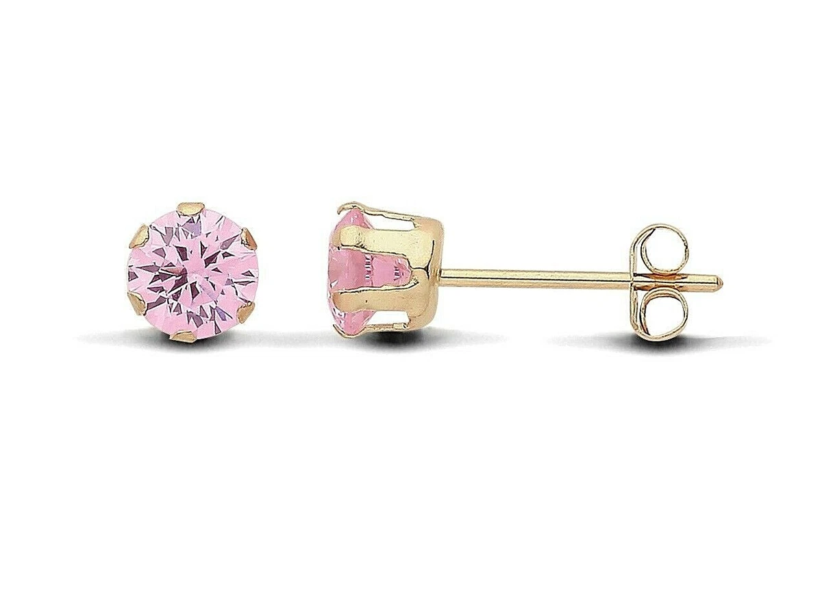 9ct gold pink stud best sale earrings