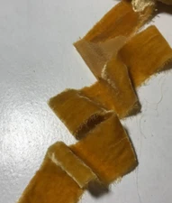 Hand Dyed Gold Silk Velvet Ribbon ( 4 Widths to choose from)