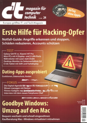 c't 24/2024: Erste Hilfe für Hacking-Opfer, Umzug auf Mac, Dating Apps ausprobie
