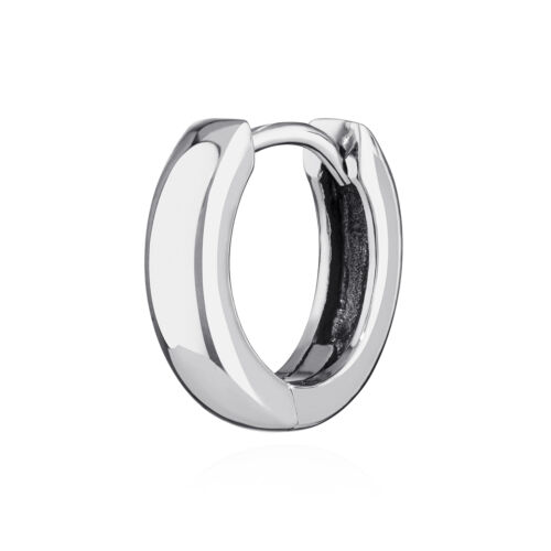 Single 925 Sterling Silver Folding Creole Matte Shiny 12.3mm Start-Proof 4806 - Picture 1 of 1