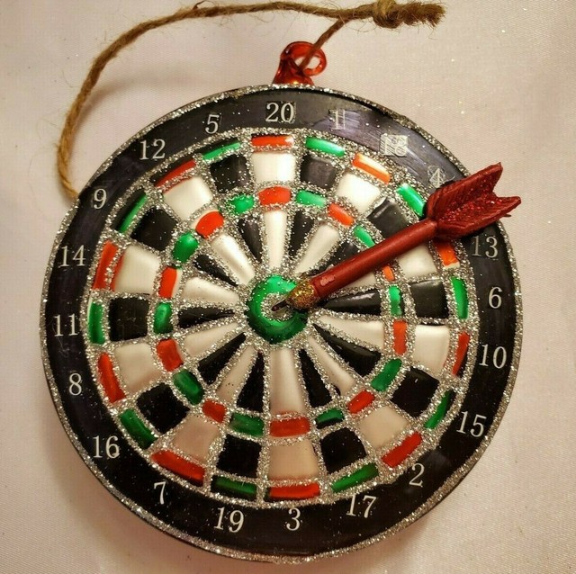NEW POTTERY BARN BLOWN GLASS DART BOARD CHRISTMAS ORNAMENT eBay
