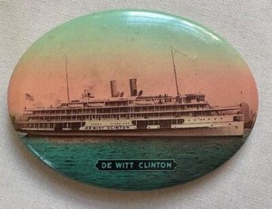 Vintage Celluloid Pocket Mirror Featuring the Steamship SS De Witt Clinton