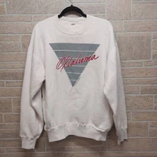 Vintage White retro OKLAHOMA Sweatshirt Size Large with pockets