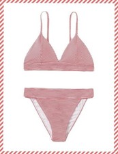 NWT WOMEN'S size XS RED  WHITE PINSTRIPPED BANDED BIKINI