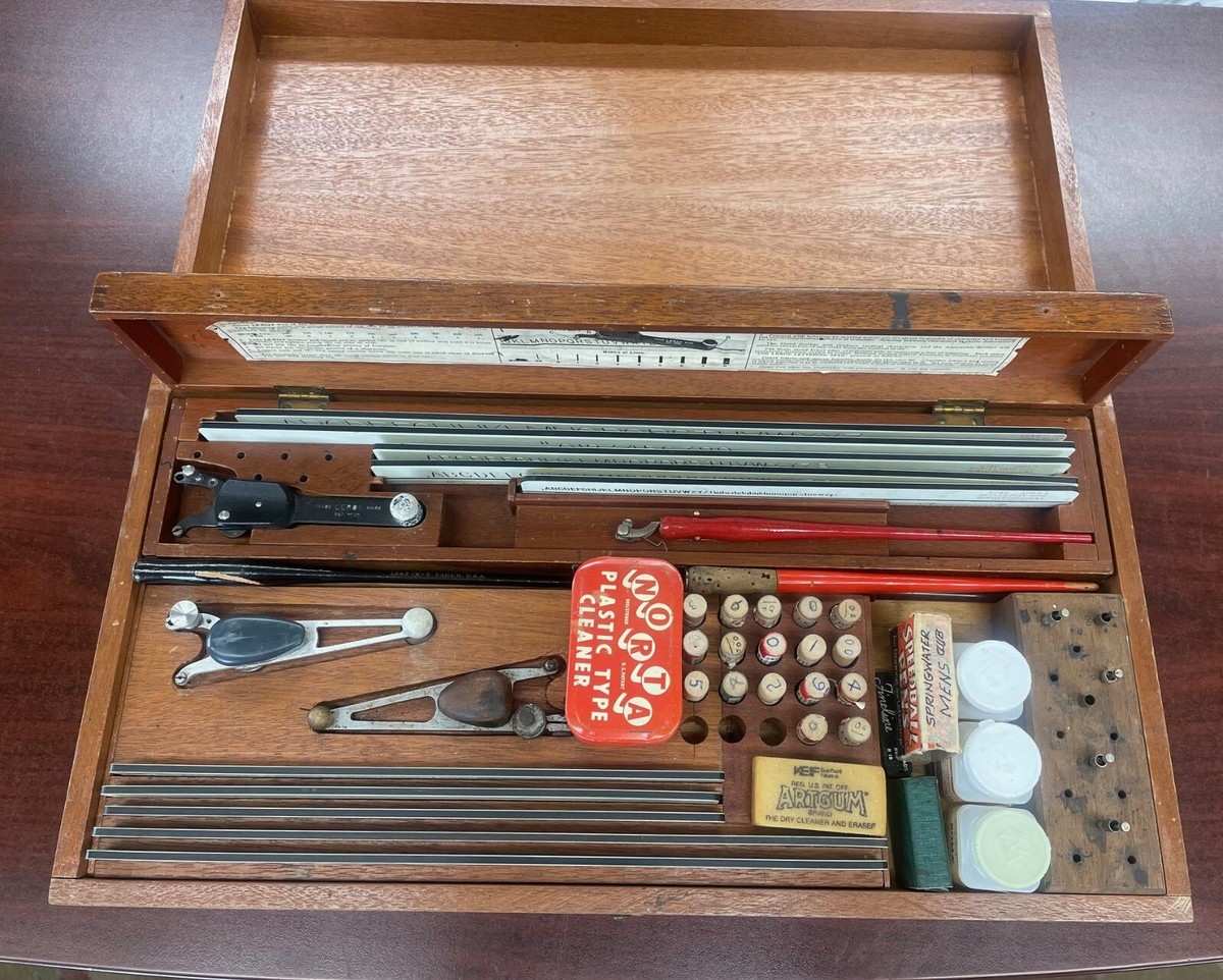 VINTAGE KEUFFEL & ESSER K&E LEROY LETTERING SET DRAFTING TOOL W