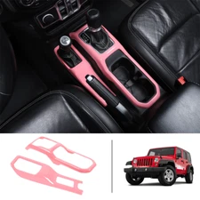 2pcs Pink Left & Right Gear Shift Panel Cover Trim for Jeep Wrangler JL JT 2018+
