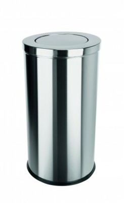 Abfalleimer / Mülleimer, Chromnickel, 80 Liter, hochglanz
