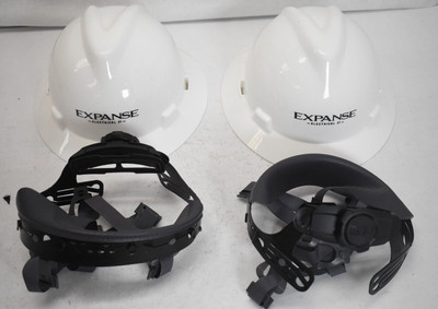 Lot of 2 MSA Type 1 Class E Protective Helmet White Branded V-Gard Hard Hat