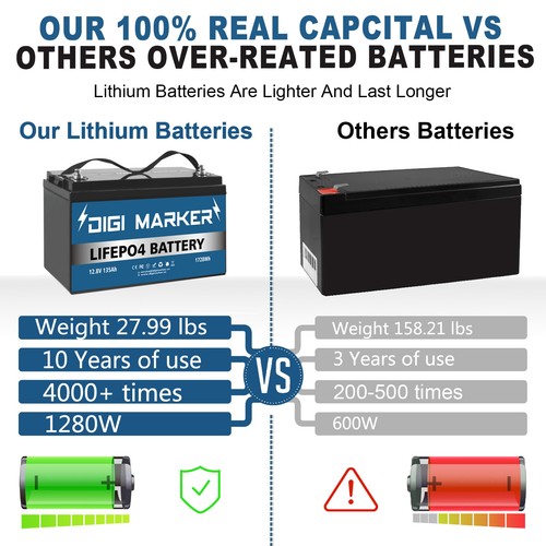 135Ah LiFePO4 Deep Cycle Battery 12V Lithium Iron Batt Recycle For 4WD