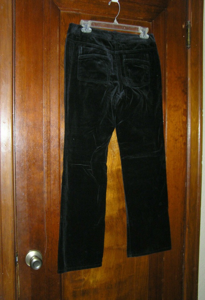 ANN TAYLOR LOFT BLACK VELVET MARISA PANTS JEAN STYLED COTTON SZ 4P 1219