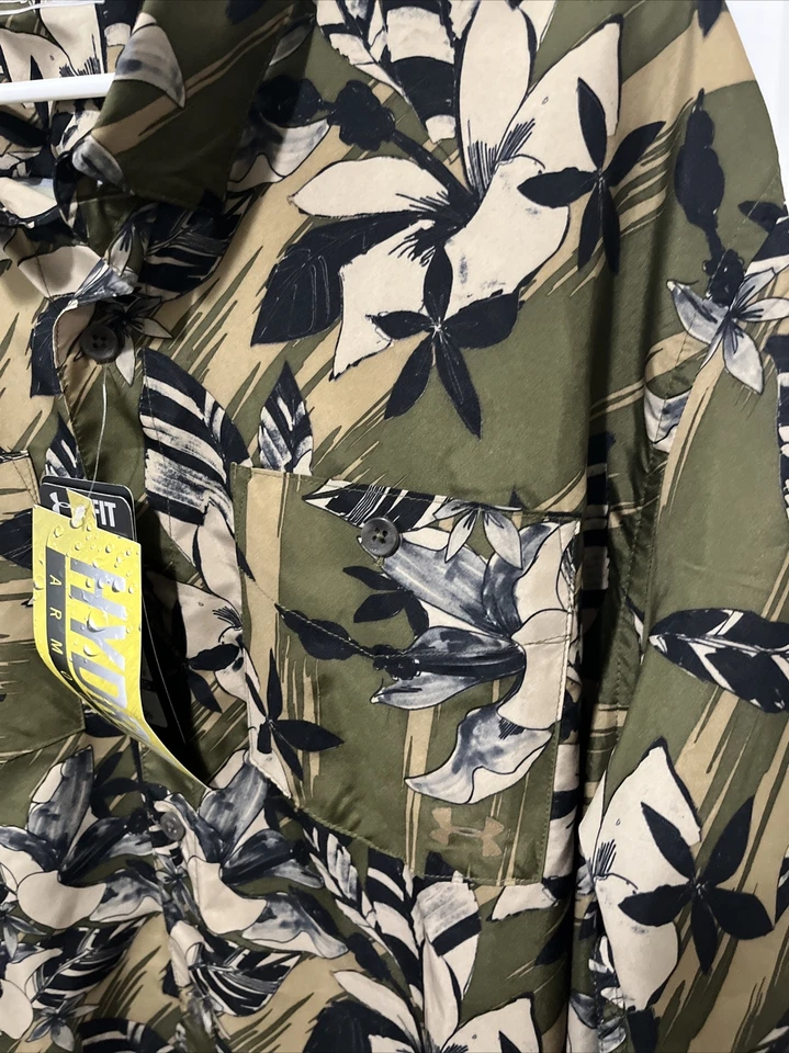 Men’s Size XXL Under Armour Hydro Chesapeake Floral Green Fishing Shirt UPV - Image 4 of 4