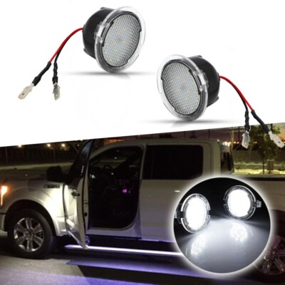 2X Extreme Bright White LED Side Mirror Puddle Lights For 09-14 Ford F150 RAPTOR