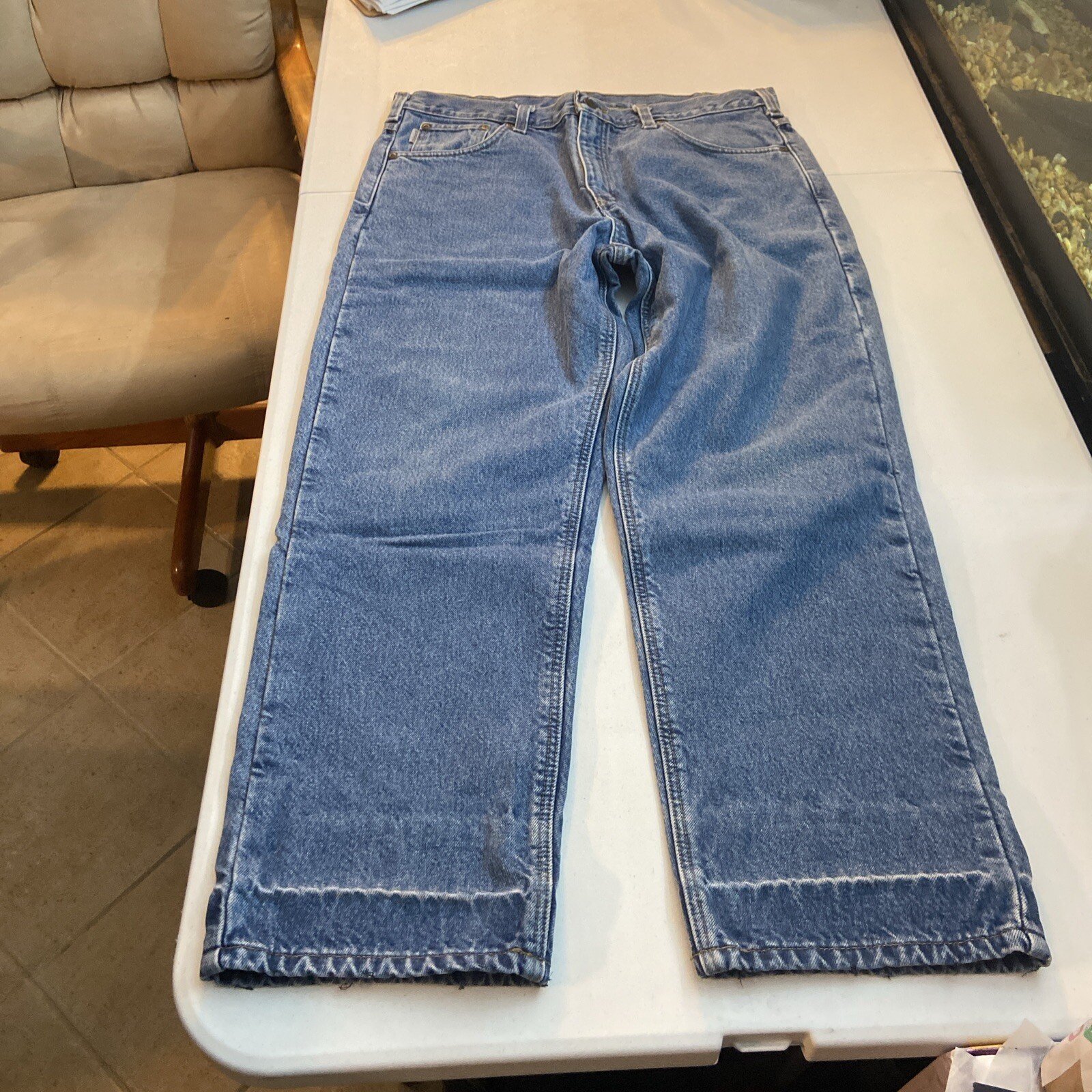 Carhartt Lined Jeans 36x29 Mens Blue