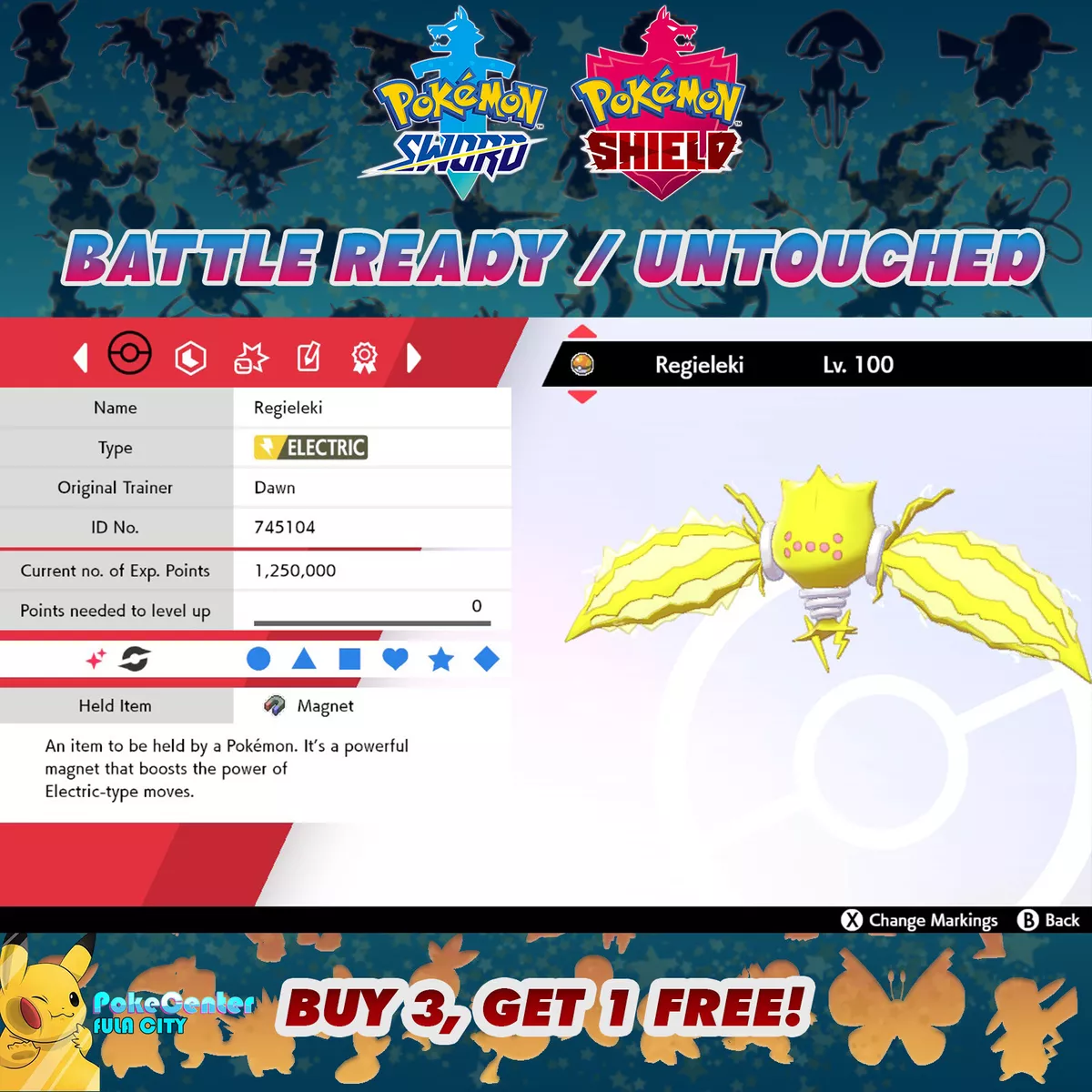 Regieleki • Competitive • 6IVs • Level 100 • Online Battle-Ready