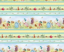 Dollhouse Miniature Blue Beatrix Potter Peter Rabbit Wallpaper 1:12 Nursery 