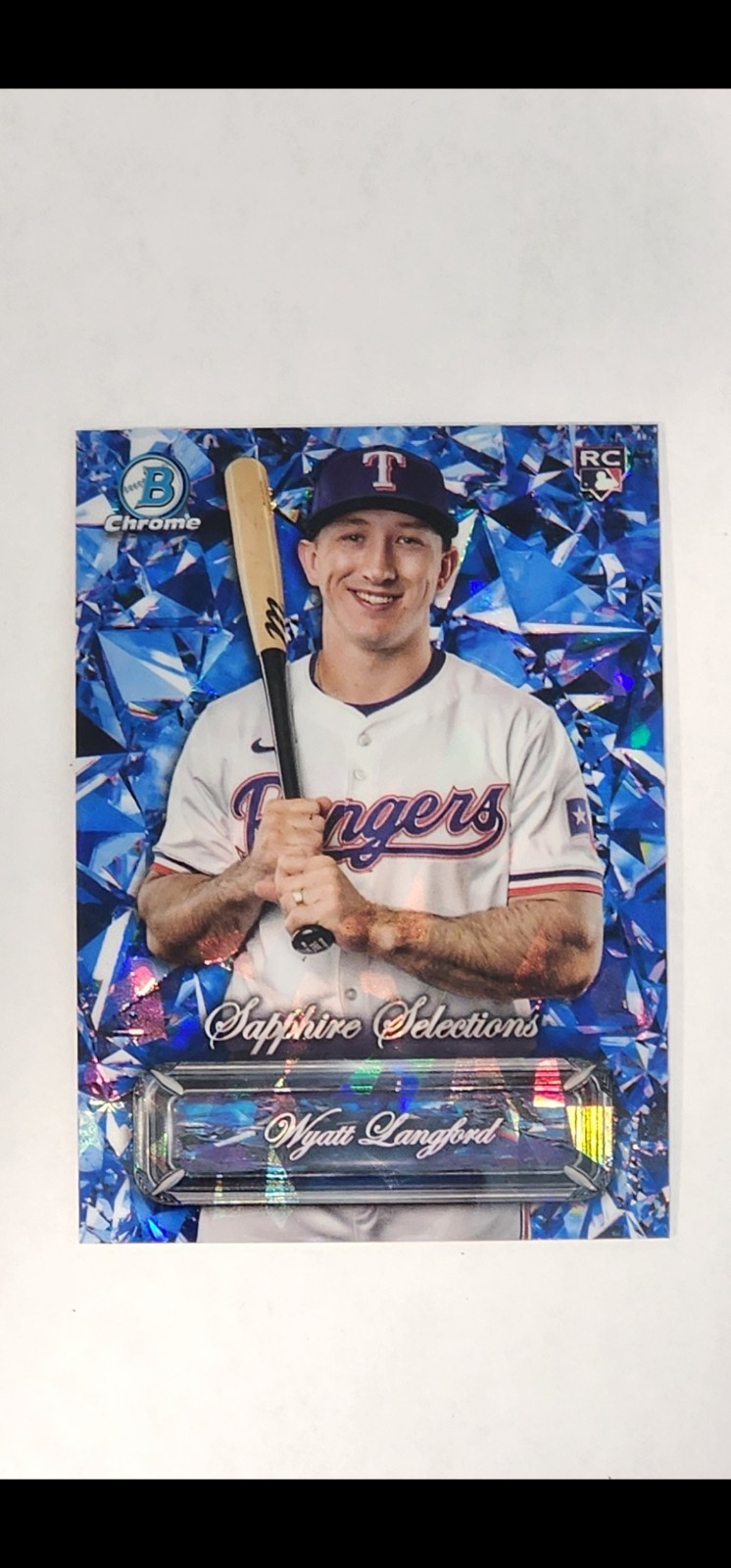 2024 Bowman Chrome Sapphire Selections Wyatt Langford RC Base Blue #SS-5 Rangers