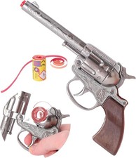® 19Cm (8") Die-Cast Metal Cowboy Toy Pistol - Cap Gun with 1200 Shot Paper Caps