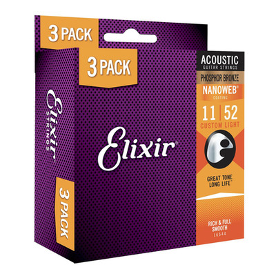 Elixir Strings Acoustic Guitar Strings Phosphor Bronze Nanoweb Coating