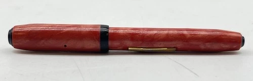 Welsharp Vintage Miniature Red Marble Lever 14K Gold Plated Fountain Pen