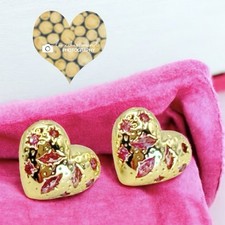 Kendra Scott Holland Gold Heart Stud Earrings in Pink Crystal.