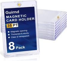 8 Pack Magnetic Trading Sports Card Holders 35pt One-Touch Hard UV Protector US