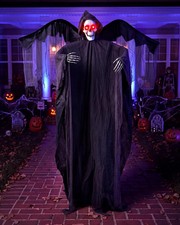 74'' Sound Activated Animatronics Skeleton, Outdoor Halloween Decorations with S