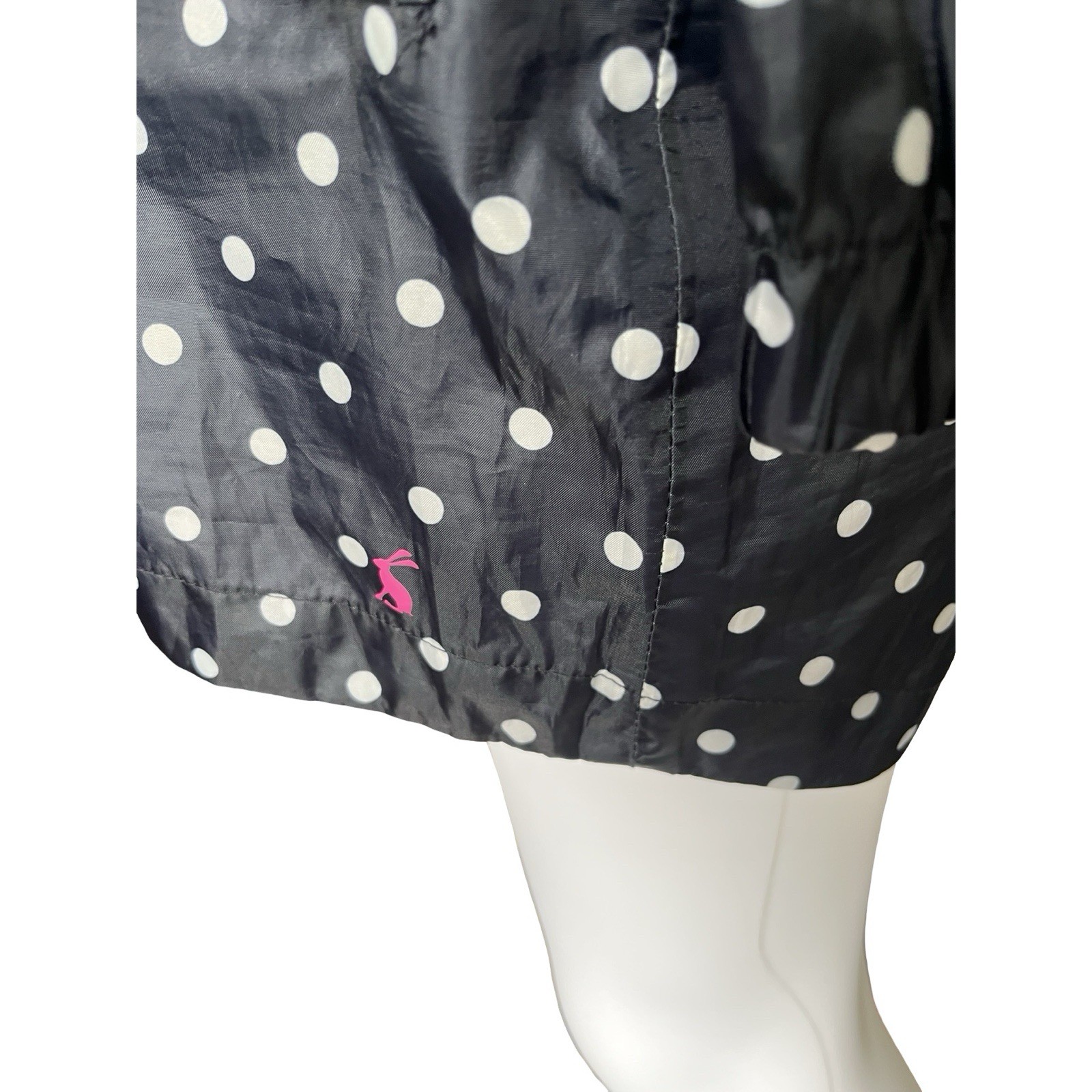 Joules Right as Rain Collection Navy Blue Polka Dot Rain Jacket Womens Size 6 image 5