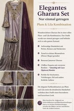 Festliches Gharara Set Plum Lila mit Chiffon ...