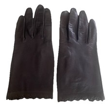 Vintage Wear Right Gloves Black Leather Women's Size 7 Made In Italy