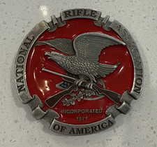 National Rifle Association Of America NRA Eagle Red Belt Buckle USA