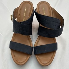 Tommy Hilfiger Women Mili2 Open Toe Cross Band Wedge Sandal Blue Size 7.5M