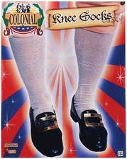 Colonial Knee Socks Hose Tights Fancy Dress Up Halloween Adult Costume Accessory