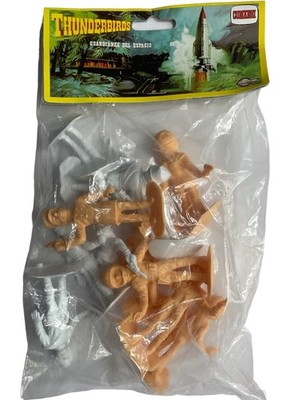 Vintage 1960er Gerry Anderson Thunderbirds Comansi Kunststoff Figuren weiß/baige