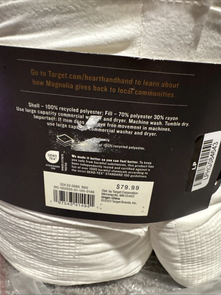 ¡NUEVO! Edredón Threshold 100 % algodón doble puntada de tela blanco roto COMPLETO/REINA Foto 4 de 4