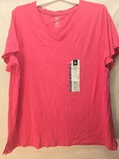 Members Mark Tshirts Women Size XXL  Short Sleeve Pink Vneck 