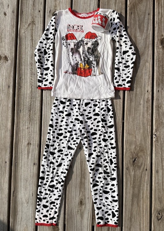 Vintage Disney 101 Dalmatians Pajama Set, Mug & 1996 Snowglobe Ornament 90s Y2K