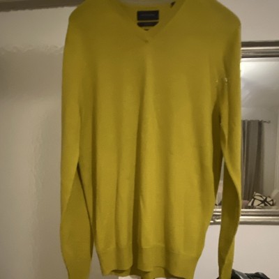 Christian Berg Herren Pullover Gelb V-Ausschnitt Langarm Strick Größe M