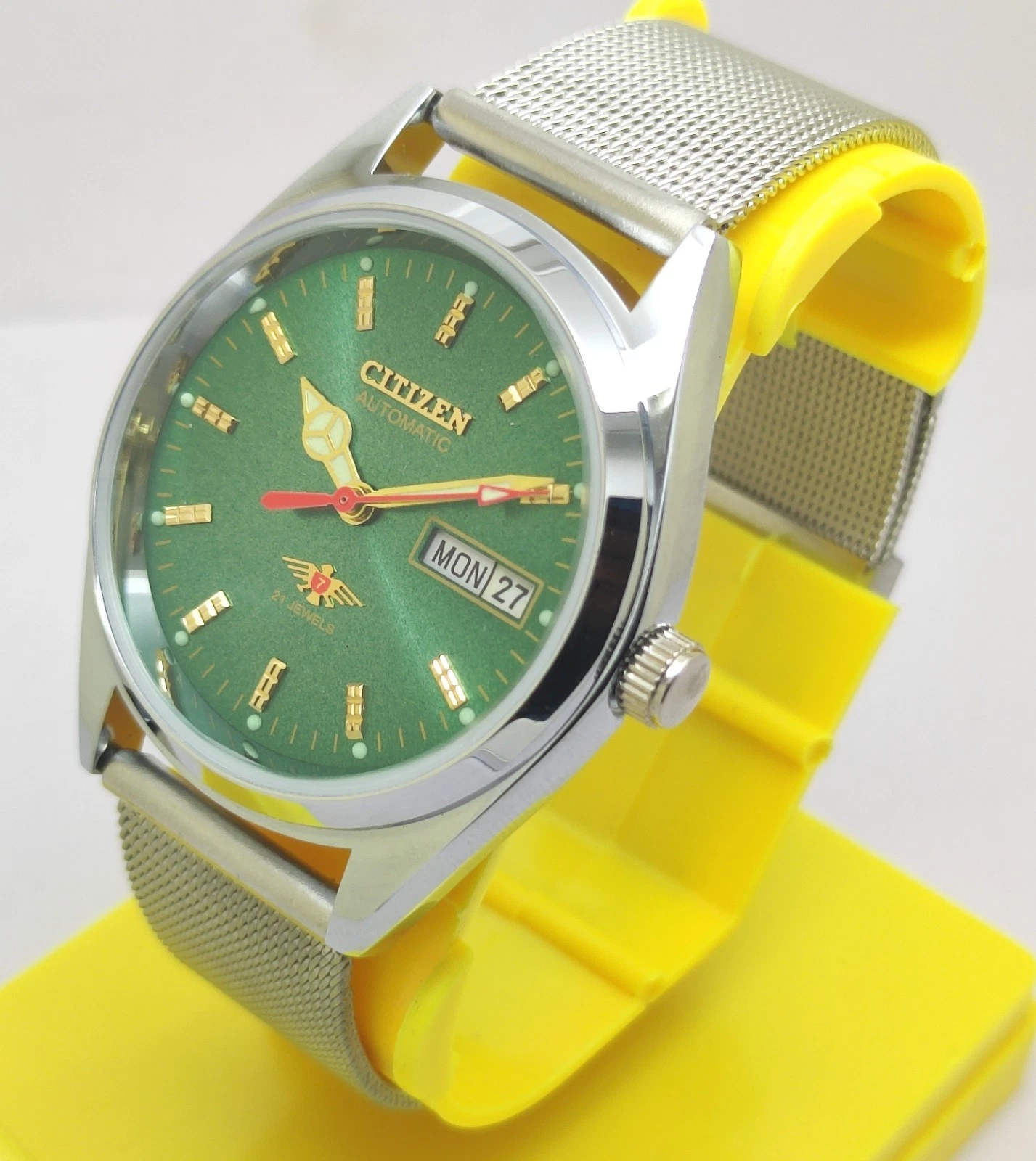 Vintage Citizen Automatic Watch Green Dial Day/Date Men's Refurbished Watch